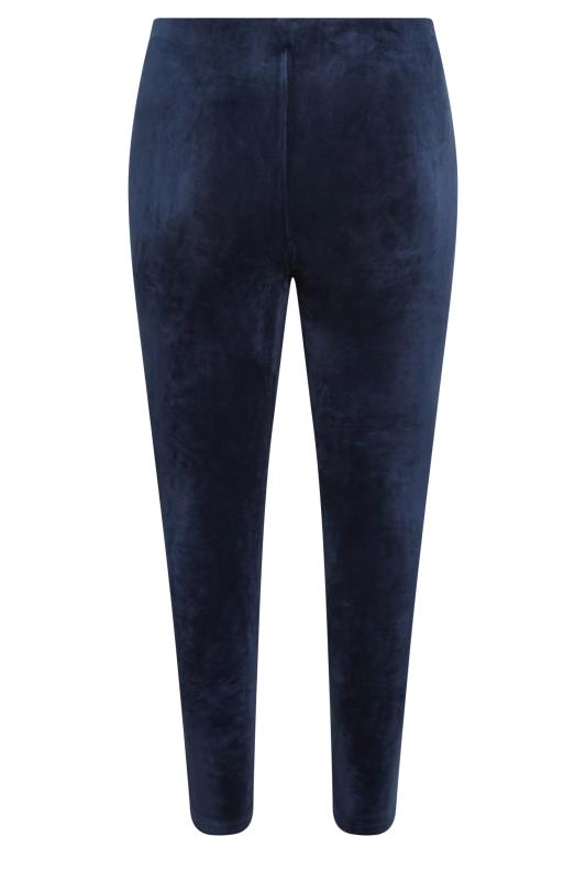 YOURS Plus Size Navy Blue Velour Leggings | Yours Clothing 5