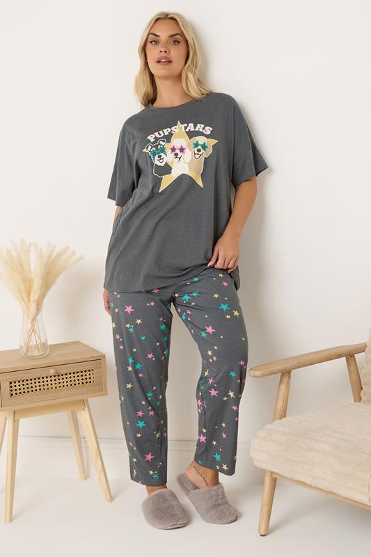  YOURS Curve Charcoal Grey 'Pupstars' Pyjama Set