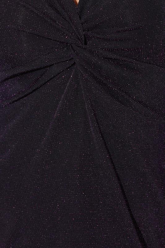 YOURS LONDON Plus Size Purple Metallic Knot Front Top | Yours Clothing 4
