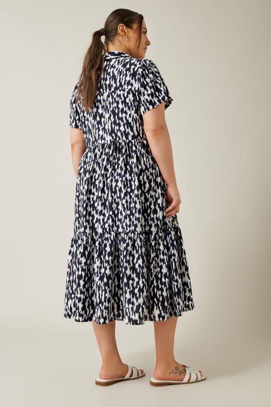 EVANS Plus Size Navy Blue Abstract Print Midi Shirt Dress | Evans  4