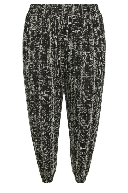 YOURS Plus Size Black Abstract Print Harem Style Joggers | Yours Clothing 5