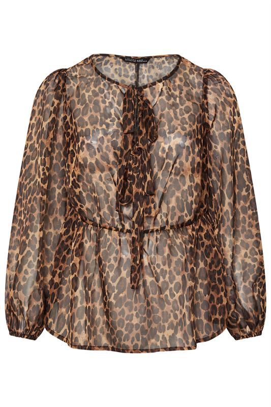 LIMITED COLLECTION Plus Size Brown Leopard Bow Tie Front Blouse | Yours Clothing 5