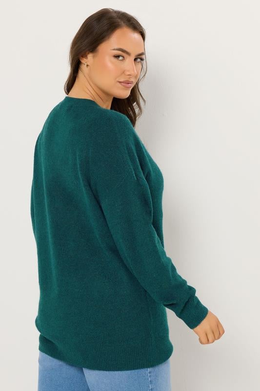 YOURS Plus Size Teal Blue Soft Touch Knitted Jumper | Yours Clothing 4