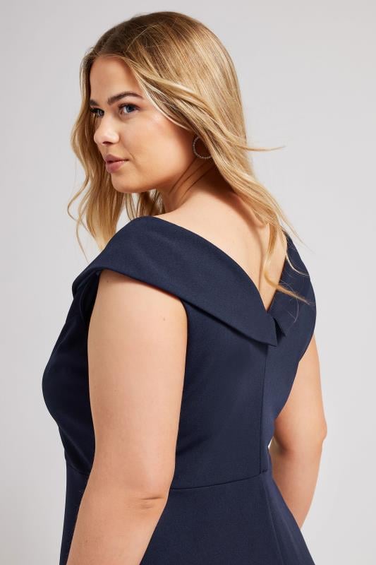 YOURS LONDON Plus Size Navy Blue Tuxedo Style Dress | Yours Clothing 4