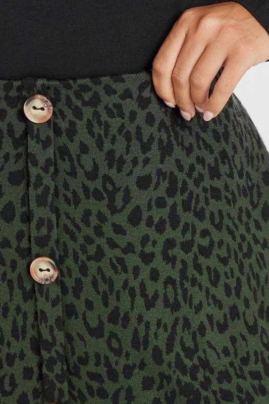 YOURS Plus Size Green Leopard Print Button Front Skirt | Yours Clothing  4