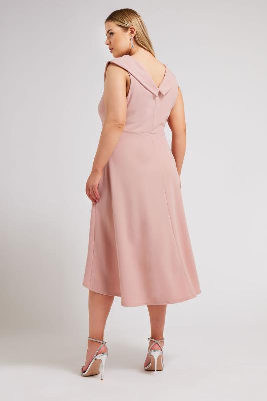 YOURS LONDON Plus Size Pink Tuxedo Style Dress | Yours Clothing 3