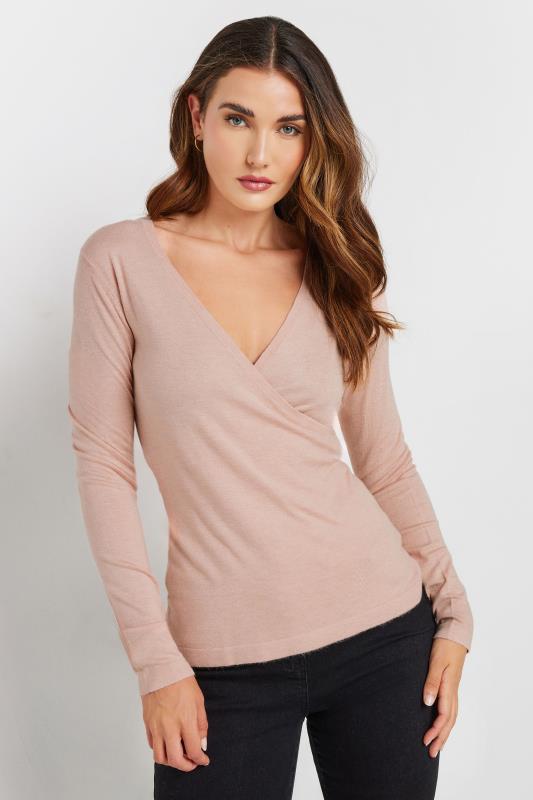 LTS Tall Light Pink Long Sleeve Wrap Top | Long Tall Sally 1