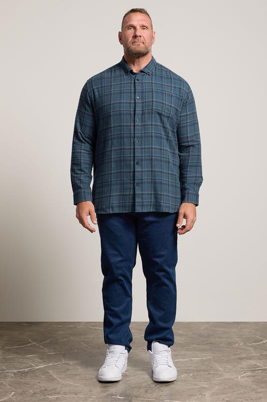 BadRhino Big & Tall Blue Check Long Sleeve Shirt | BadRhino 1