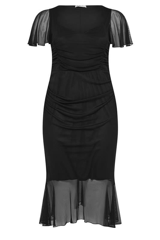 YOURS LONDON Plus Size Black Gathered Midi Dress | Yours Clothing 5