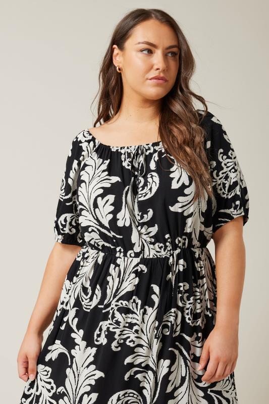 EVANS Plus Size Black Abstract Print Tiered Midi Dress | Evans  4