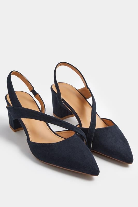 LTS Navy Blue Asymmetric Slingback Heel In Standard Fit