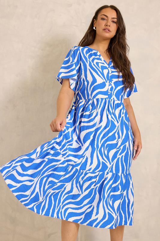  EVANS Curve Cobalt Blue Abstract Print Dress
