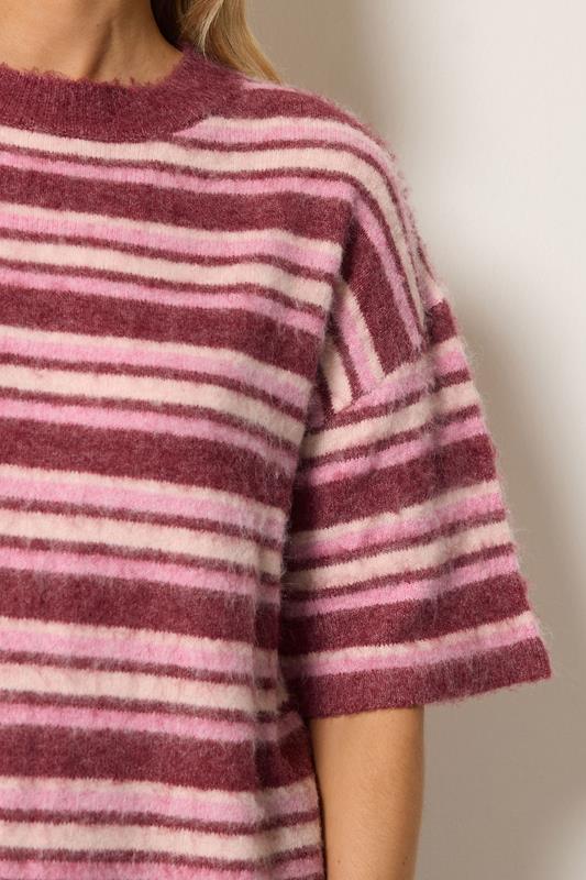 LTS Tall Women's Pink Stripe Fluffy Knit Jumper | Long Tall Sally 4