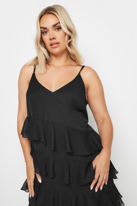 LIMITED COLLECTION Plus Size Black Frill Maxi Dress | Yours Clothing 4