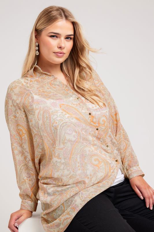 YOURS LONDON Plus Size Pink Paisley Print Longline Shirt | Yours Clothing 1