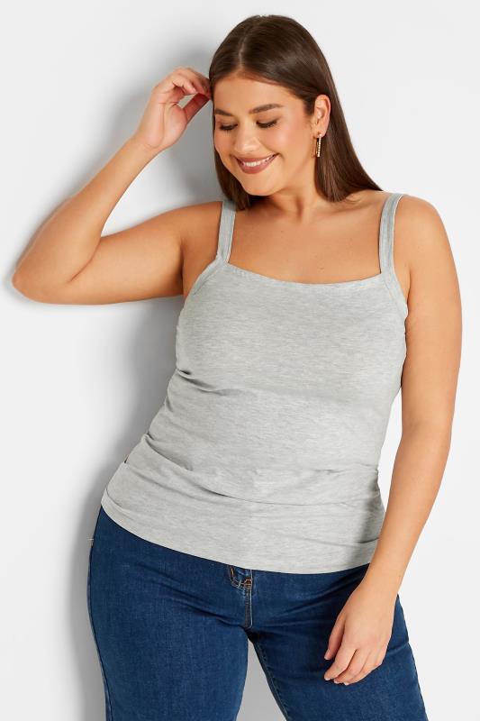 LTS Tall Women's Grey Marl Square Neck Vest Top | Long Tall Sally 1