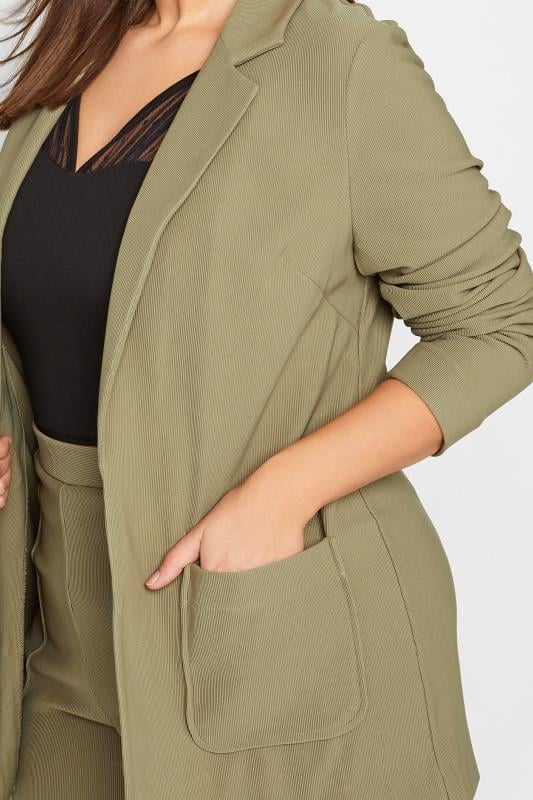 LTS Tall Women's Sage Green Ribbed Blazer Jacket | Long Tall Sally 4