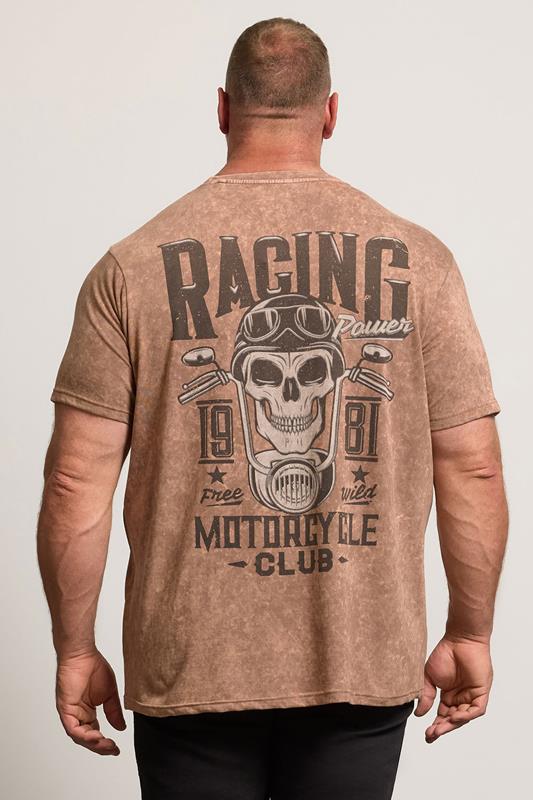 BadRhino Big & Tall Brown Acid Wash Skull Graphic T-Shirt | BadRhino 2