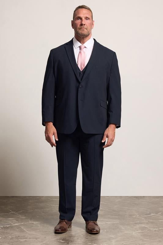 D555 Big & Tall Navy Blue Suit Jacket | BadRhino 1
