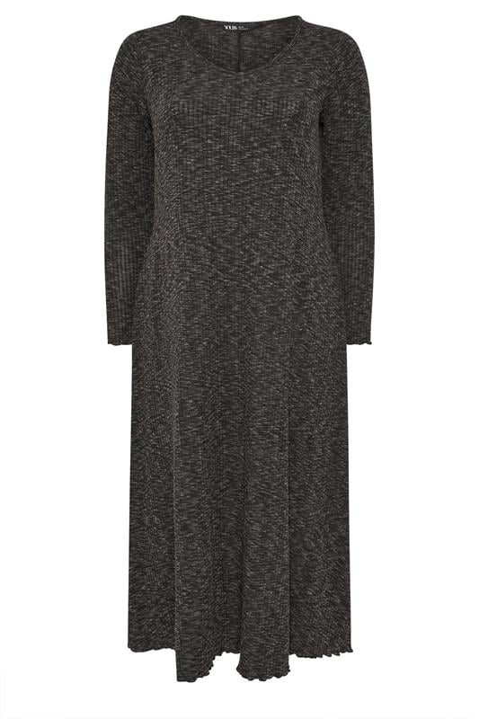 YOURS Plus Size Grey Marl Ribbed Maxi Dress | Yours Clothing 5