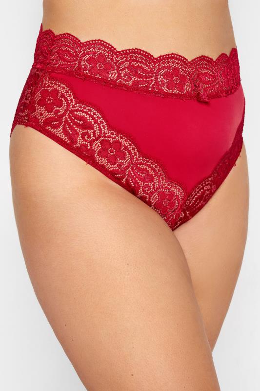 Plus Size Red Lace Up Boudoir Briefs | Yours Clothing 2