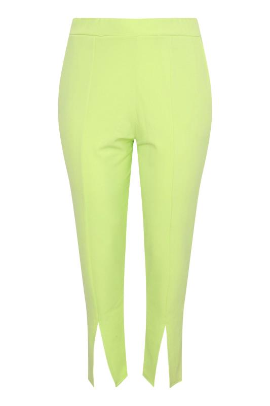 LIMITED COLLECTION Plus Size Lime Green Split Hem Stretch Tapered Trousers | Yours Clothing 6
