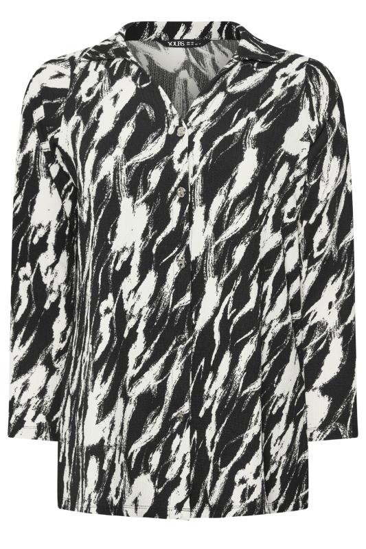 YOURS Plus Size Black & White Abstract Print Textured Shirt | Yours Clothing  5