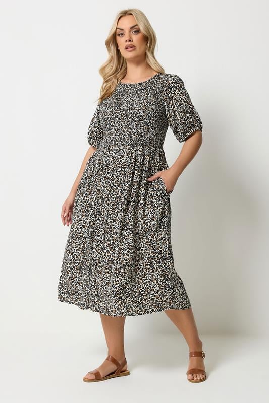  YOURS Curve Brown Leopard Midi Dress