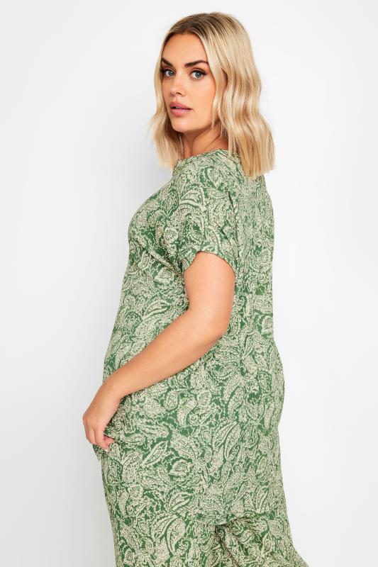 YOURS Curve Green Paisley Print Textured Blouse | Yours  4