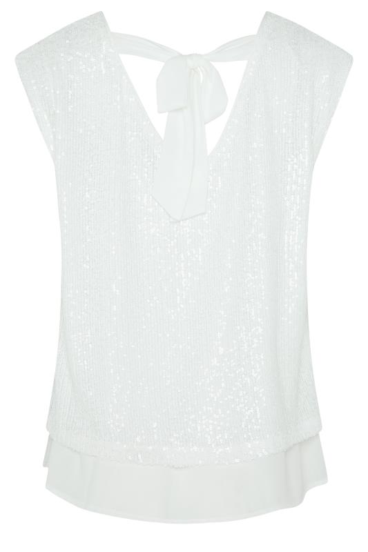 M&Co White Sequin Tie Back Top | M&Co 7