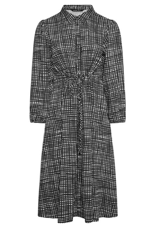 YOURS Plus Size Black & White Grid Check Print Midaxi Shirt Dress | Yours Clothing 7