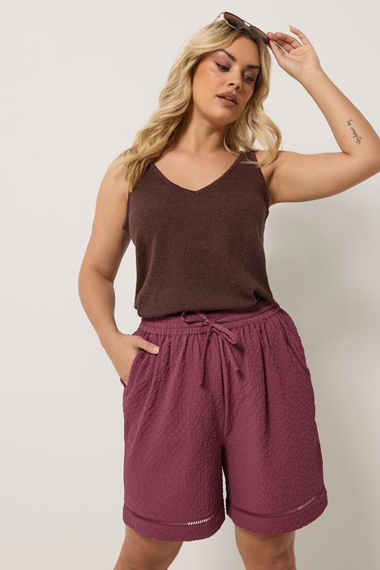 YOURS Curve Pink Ladder Detail Shorts