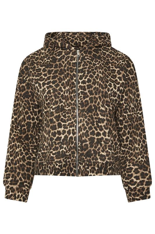 LIMITED COLLECTION Plus Size Brown Leopard Print Zip Hoodie | Yours Clothing 1