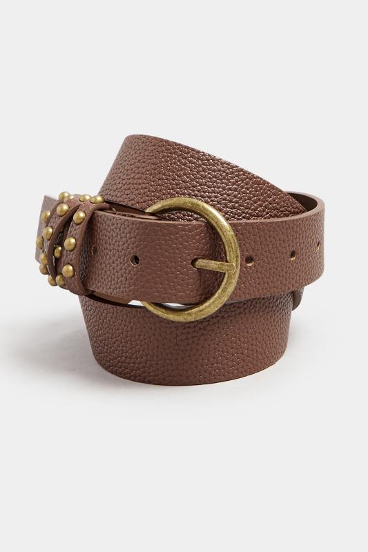 Brown Studded Strap Belt | Yours Clothing 2