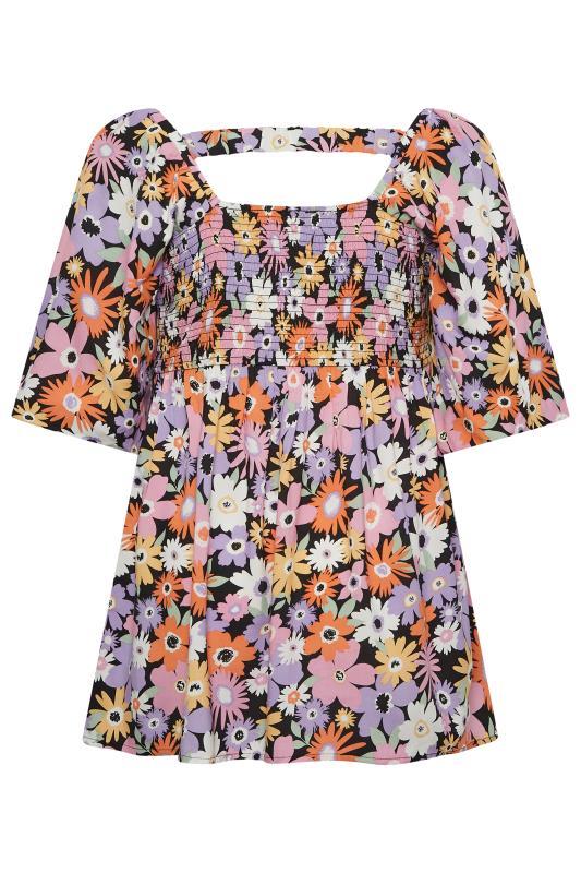 YOURS Curve Plus Size Purple Floral Peplum Top | Yours Clothing  8