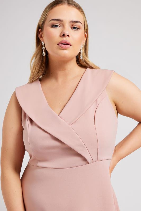 YOURS LONDON Plus Size Pink Tuxedo Style Dress | Yours Clothing 4