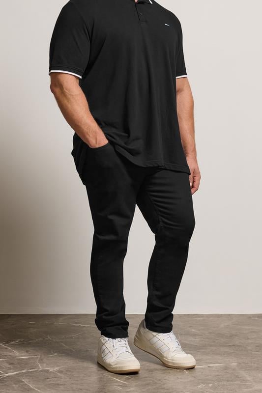 BadRhino Big & Tall Black Tapered Fit Stretch Jeans