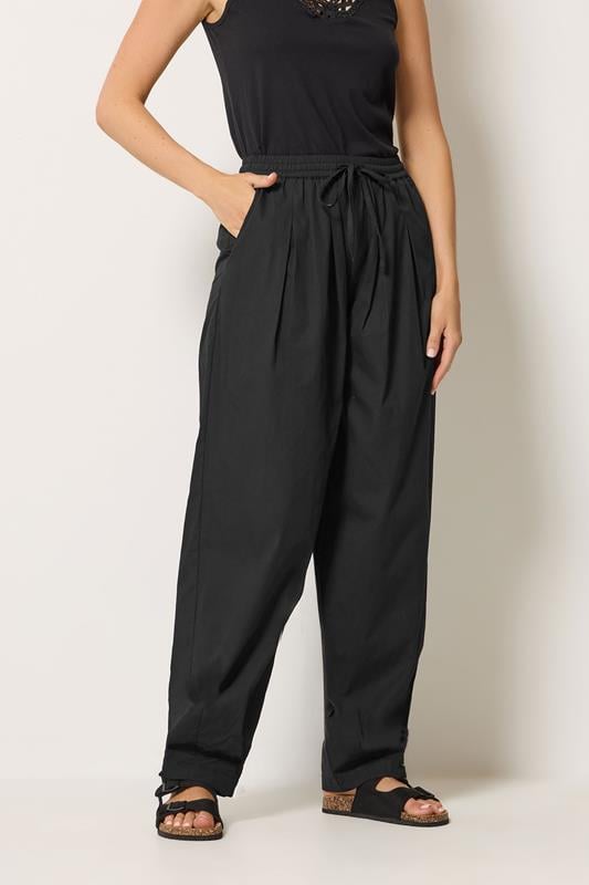 LTS Tall Women's Black Cotton Barrel Trousers | Long Tall Sally 1