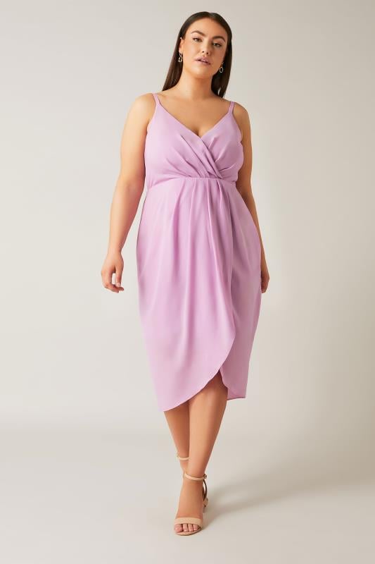 Plus Size  Evans Purple Wrap Midi Dress