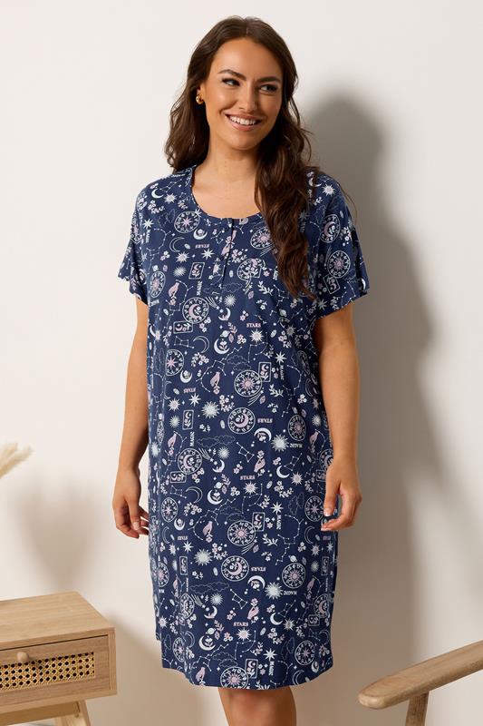  YOURS Blue Celestial Placket Nightdress