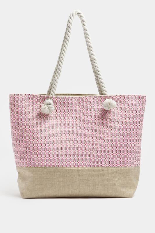 Pink Tweed Look Tote Bag