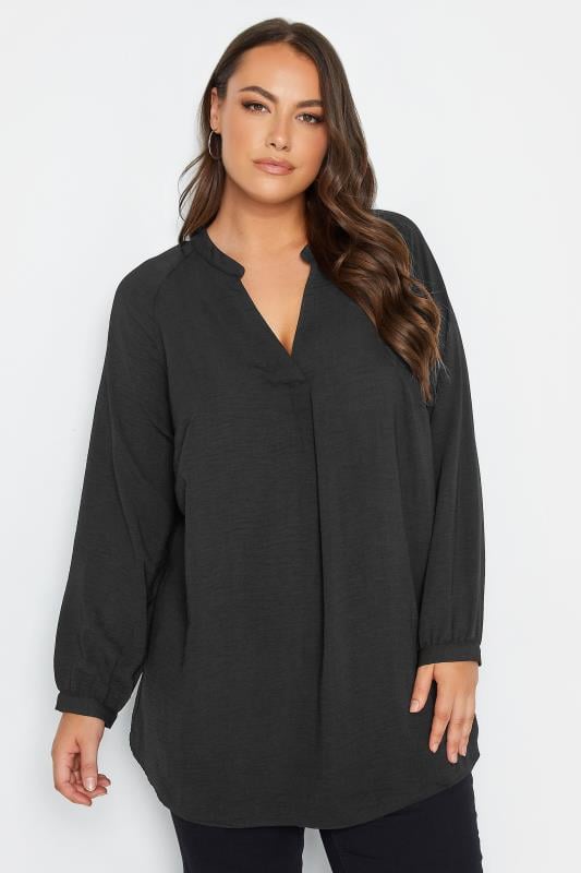 Plus Size  YOURS Curve Black Textured Tunic Shirt