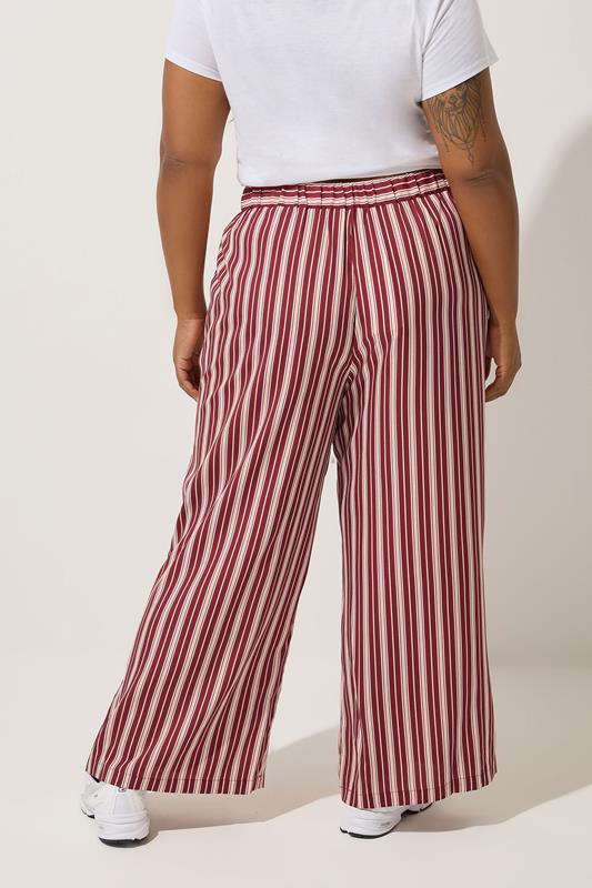 LIMITED COLLECTION Plus Size Dark Pink Stripe Boxer Waist Trousers | Yours Clothing 3
