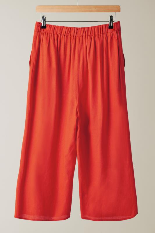 EVANS Plus Size Rust Orange Linen Culottes | Evans  6