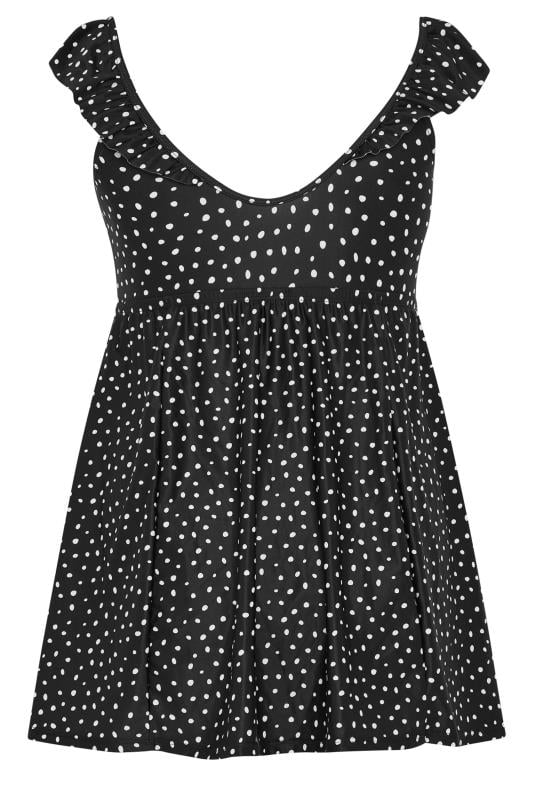 YOURS Plus Size Black Spot Print Frill Swimdress | Yours Clothing 8