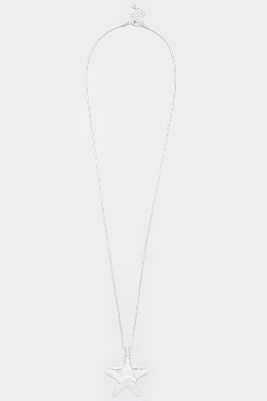 Silver Tone Double Star Long Necklace | Yours Clothing 1