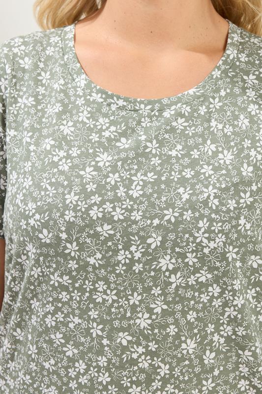 YOURSET 2 PACK Plus Size Sage Green & Pink Ditsy Floral T-Shirts | Yours Clothing 6