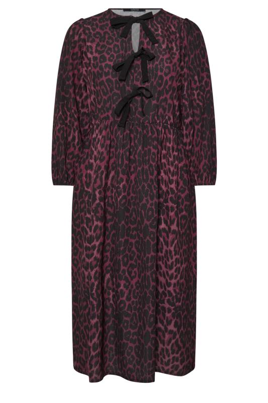 LIMITED COLLECTION Plus Size Burgundy Red Leopard Print Bow Dress | Yours Clothing  5