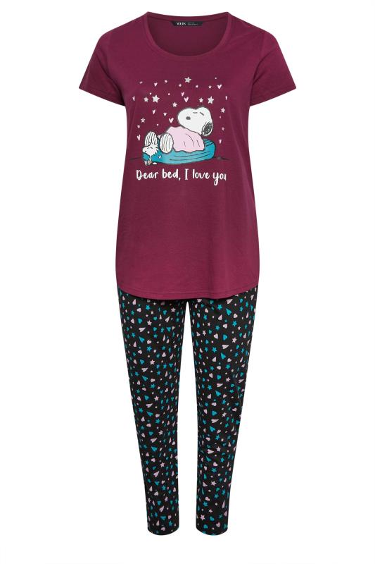 YOURS Curve Burgundy Red 'Dear Bed, I Love You' Slogan Pyjama Set | Yours Clothing  5