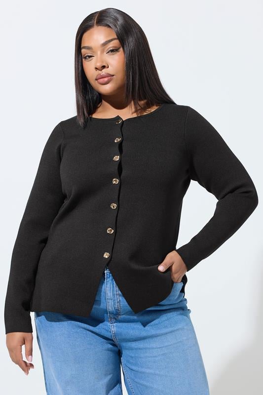  LIMITED COLLECTION Curve Black Long Sleeve Compact Knitted Top
